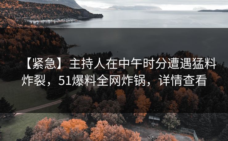 【紧急】主持人在中午时分遭遇猛料炸裂，51爆料全网炸锅，详情查看