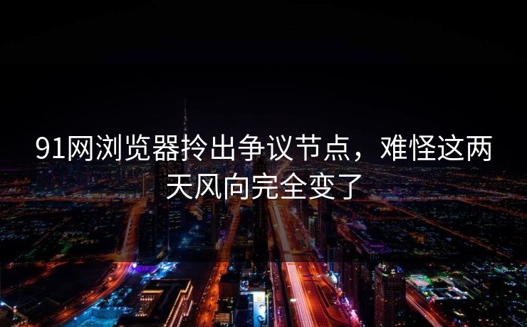 91网浏览器拎出争议节点，难怪这两天风向完全变了